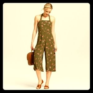 Xhilaration Army Green Floral Jumpsuit